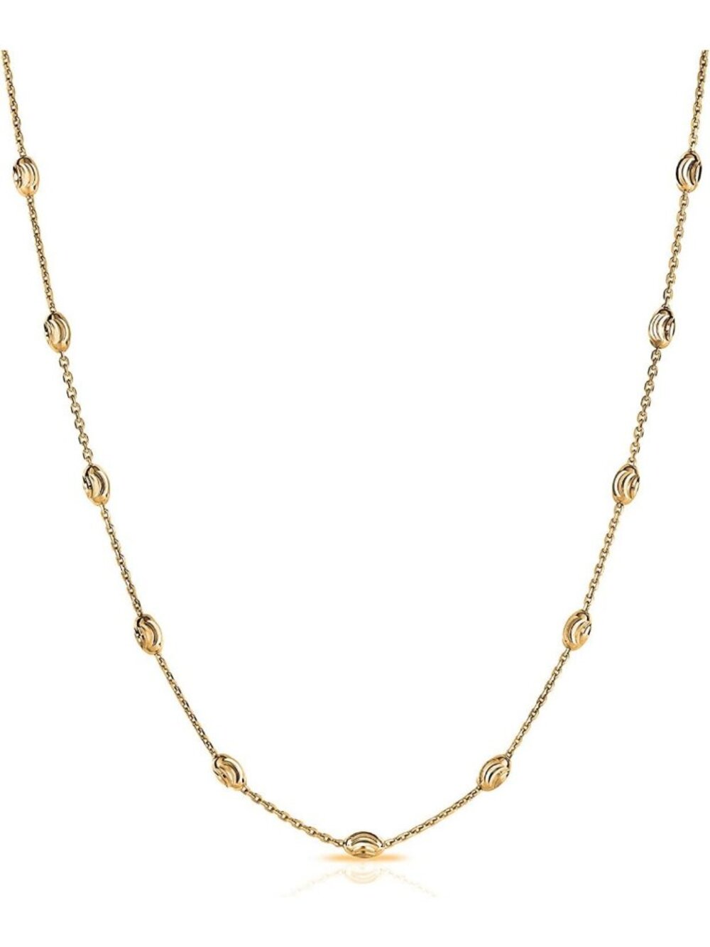 Elegant 18K Gold Plated Sterling Silver Moon Bead Necklace - Gift Box Included